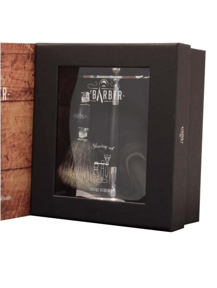 Coffret blaireau pur blaireau. rasoir et support O BARBER