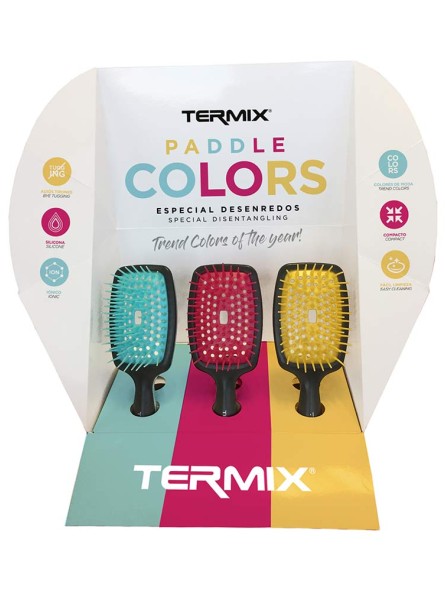 Présentoir de 9 brosses démêlantes colors TERMIX